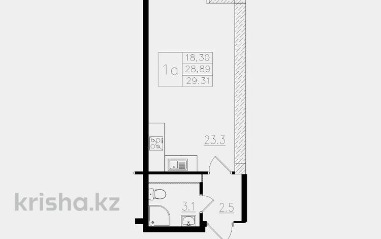 1-комнатная квартира, 29.1 м², 8/16 этаж, Ауэзова 2А за 15.2 млн 〒 в Алматы, Алмалинский р-н — фото 2