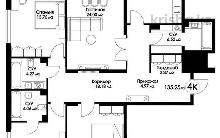 4-бөлмелі пәтер · 135 м² · 12/17 қабат, Варламова 27Д, бағасы: 98 млн ₸ в Алматы, Алмалинский р-н — фото 9
