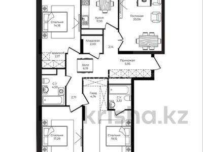 4-бөлмелі пәтер · 118.12 м² · 3/12 қабат, Анет Баба 4, бағасы: 105 млн ₸ в Астане, Нура р-н