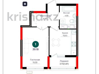 1-комнатная квартира · 39 м² · 5/12 этаж, Е 882 за 22 млн ₸ в Астане, Нура р-н