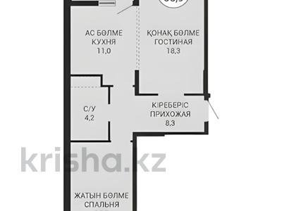 2-комнатная квартира · 58.9 м² · 7/9 этаж, Ахмет Байтурсынулы 10/3 за ~ 31.2 млн ₸ в Астане, Сарайшык р-н