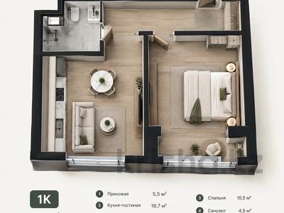 1-бөлмелі пәтер · 37.12 м² · 9/12 қабат, Айтматов 71 — Вдоль реки, бағасы: 17.5 млн ₸ в Астане, Нура р-н