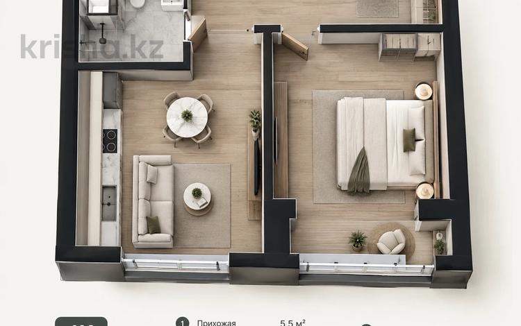 1-бөлмелі пәтер · 37.12 м² · 9/12 қабат, Айтматов 71 — Вдоль реки, бағасы: 17.5 млн ₸ в Астане, Нура р-н — фото 2