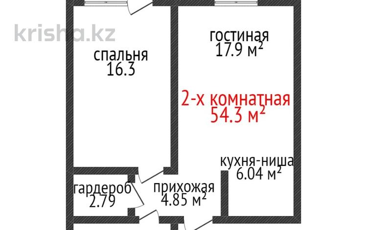 2-бөлмелі пәтер · 54.3 м² · 19/19 қабат, Л. Толстого 32, бағасы: ~ 28.2 млн ₸ в Костанае — фото 2