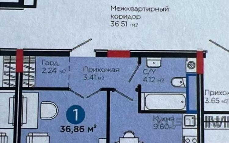 1-бөлмелі пәтер · 37 м² · 7/7 қабат, Шоссе Коргалжын 24/2, бағасы: 23.5 млн ₸ в Астане, Нура р-н — фото 2