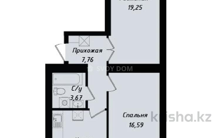 2-комнатная квартира, 60.2 м², проспект Туран 40/1 за ~ 28 млн 〒 в Астане, Есильский р-н — фото 2