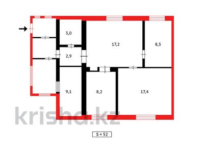 Часть дома · 4 комнаты · 51.3 м² · 6 сот., Орталык 21 — Район Военкомата за 16.5 млн ₸ в Абае