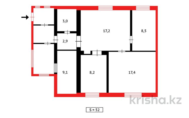 Часть дома · 4 комнаты · 51.3 м² · 6 сот., Орталык 21 — Район Военкомата за 16.5 млн ₸ в Абае — фото 2