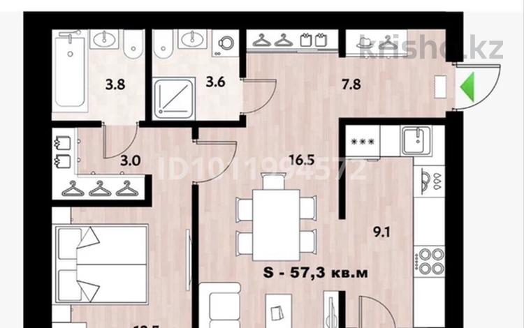 2-комнатная квартира · 57.3 м² · 2/5 этаж, Мкр. Алтын орда 18п/2 за ~ 17.9 млн ₸ в Актобе — фото 2