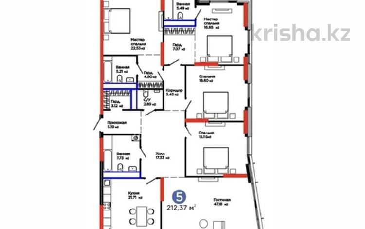 5-комнатная квартира · 215 м² · 12/22 этаж, Мангилик Ел 57 за 230 млн ₸ в Астане, Есильский р-н — фото 2