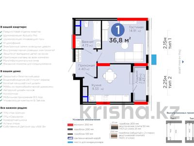 1-бөлмелі пәтер · 37 м² · 5/12 қабат, Е 796 1, бағасы: 23 млн 〒 в Астане, Нура р-н