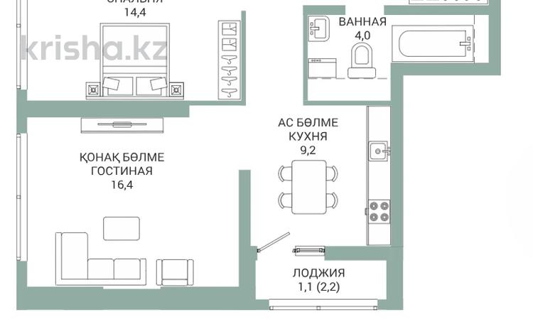 2-бөлмелі пәтер · 54.1 м² · 4/20 қабат, Толе би 19а — БЕЗ КОМИССИИ / ПЕРВАЯ ЛИНИЯ / ЕСТЬ КЛАССНЫЕ РАССРОЧКИ /ЗВОНИТЕ ОГРОМНЫЙ ВЫБОР, бағасы: ~ 27.6 млн ₸ в Астане, Нура р-н — фото 2