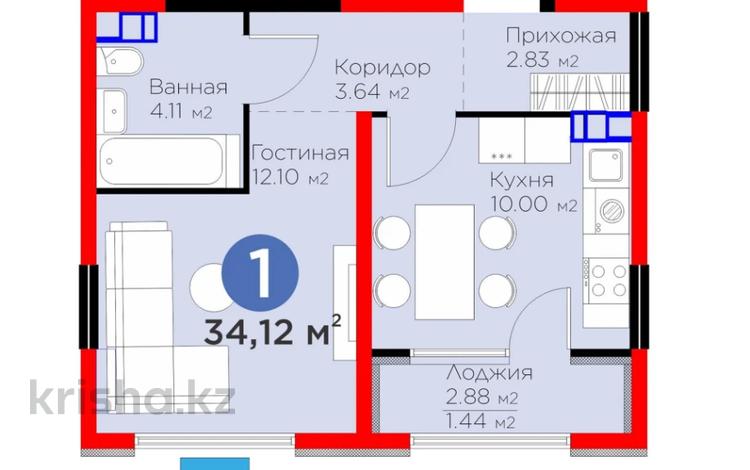 1-комнатная квартира · 35 м² · 5/6 этаж, Кайрат микрорайон за 25 млн ₸ в Алматы, Турксибский р-н — фото 2
