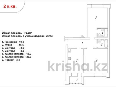 2-комнатная квартира, 75.2 м², 9/9 этаж, проспект Абилкаирхана за 30 млн 〒 в Актобе