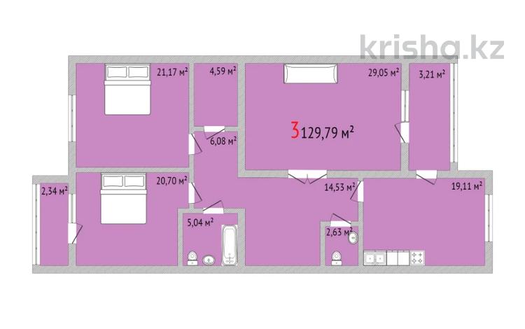 3-комнатная квартира · 128.79 м² · 9/9 этаж, козыбаева 134 за ~ 56.7 млн 〒 в Костанае — фото 13