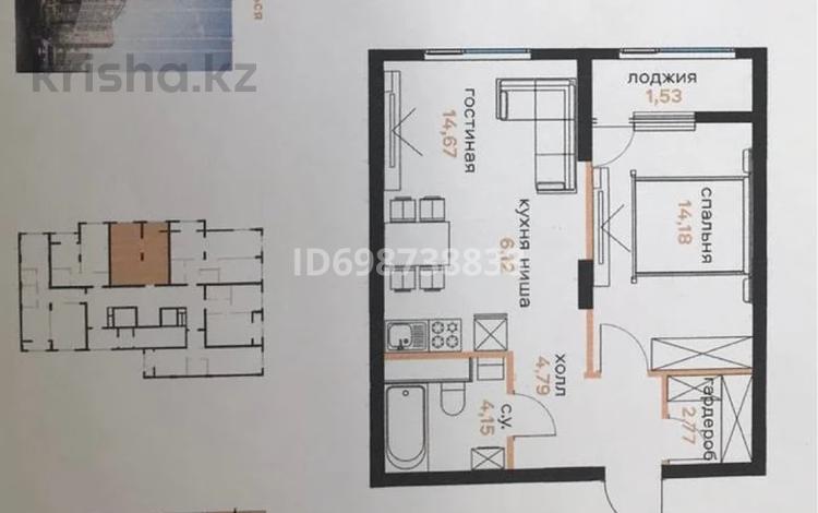 2-бөлмелі пәтер, 48.21 м², 6 қабат, Байтурсынова 47/1 — вокзал Нурлы Жол, бағасы: 23 млн 〒 в Астане, Алматы р-н — фото 2