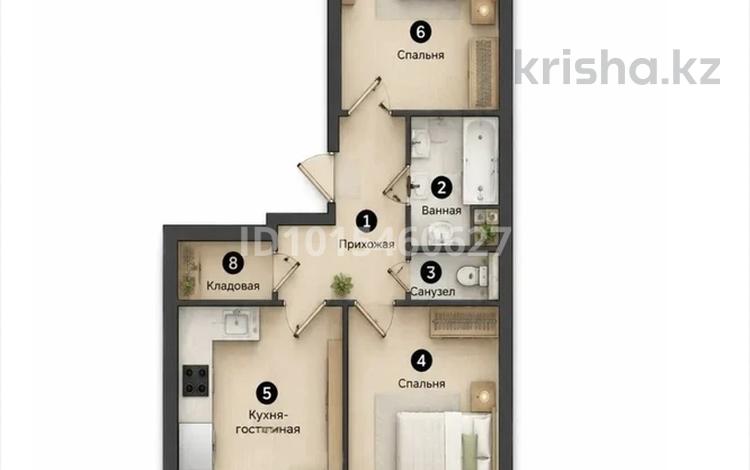 3-бөлмелі пәтер · 72.6 м² · 5/7 қабат, Естай — Возле ТЦ Aport East, бағасы: 30.5 млн ₸ в Алматинской обл., Талгарский р-н — фото 4