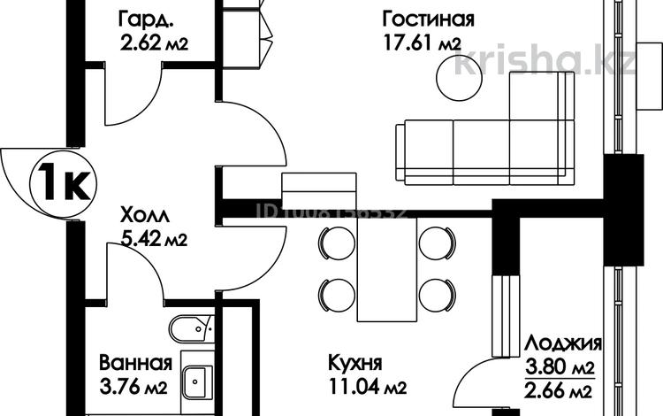 1-бөлмелі пәтер · 43.11 м² · 8/9 қабат, Нажимеденова 29, бағасы: ~ 21.6 млн ₸ в Астане — фото 15