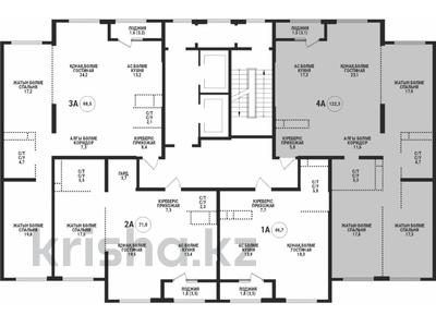 4-бөлмелі пәтер · 122.3 м² · 13/16 қабат, Сатпаева 90/54 — Тлендиева, бағасы: 90 млн ₸ в Алматы, Бостандыкский р-н