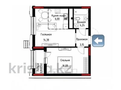 2-комнатная квартира · 45.42 м² · 12/12 этаж, хусейн Бен талал 33 за 34.5 млн ₸ в Астане, Есильский р-н