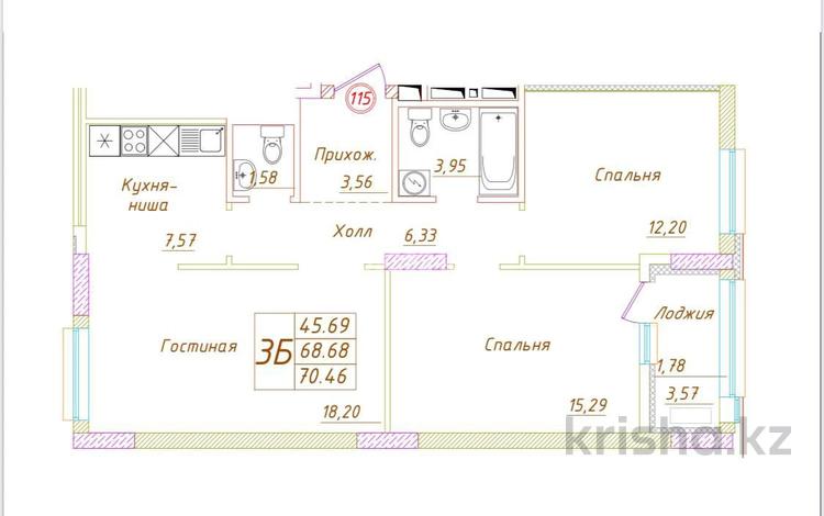 3-комнатная квартира, 71 м², 17/22 этаж, Туркестан 4Б за 33 млн 〒 в Астане, Есильский р-н — фото 2