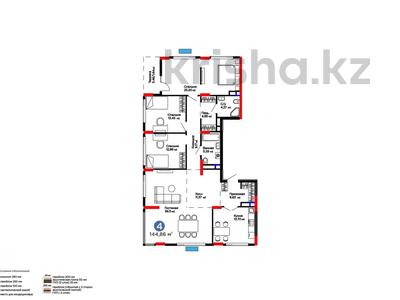 4-бөлмелі пәтер · 144 м² · 6/6 қабат, Туран 57д, бағасы: 110 млн ₸ в Астане, Нура р-н