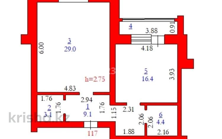 1-бөлмелі пәтер · 63.8 м² · 3/9 қабат, мкр. Алтын орда 19Г, бағасы: ~ 22.3 млн ₸ в Актобе — фото 2