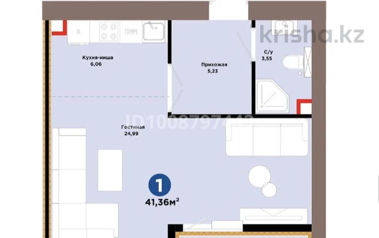 1-бөлмелі пәтер · 41.36 м² · 5/9 қабат, Хусейн бен Талал 1, 11/1-2, бағасы: 28 млн ₸ в Астане, Нура р-н — фото 2