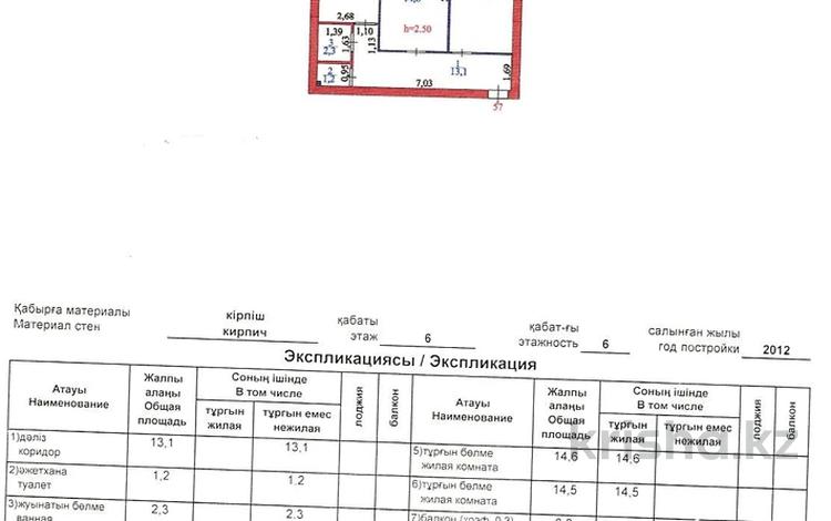 2-комнатная квартира · 57.1 м² · 6/6 этаж, Хиуаз Доспанов 1 за ~ 19.9 млн ₸ в Астане, Алматы р-н — фото 2