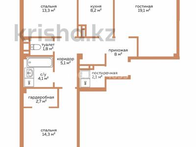 3-бөлмелі пәтер, 85.8 м², 5/9 қабат, Рейша 9/6, бағасы: ~ 33 млн 〒 в Усть-Каменогорске