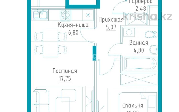 2-комнатная квартира, 49.5 м², 2/9 этаж, Райымбек батыра 163 за 23 млн 〒 в  — фото 2