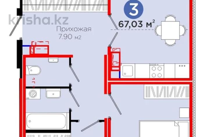 3-комнатная квартира, 67 м², Е 652 за 26.2 млн 〒 в Астане, Есильский р-н — фото 2