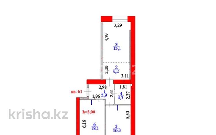3-комнатная квартира · 65.9 м² · 5/12 этаж, Илияс Омаров 12/1 за 45 млн ₸ в Астане, Нура р-н — фото 2