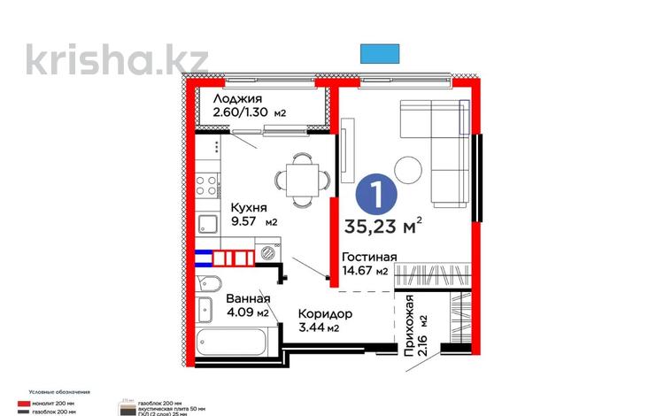 1-комнатная квартира · 35.2 м² · 5/6 этаж, мкр Гажайып, Бауыржана Момышулы за 24.5 млн ₸ в Алматы, Алатауский р-н — фото 7