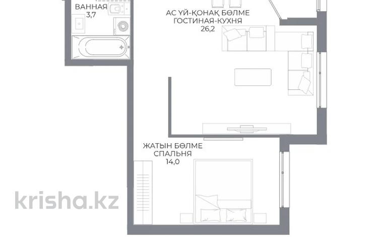1-комнатная квартира · 35 м², Толе би 43 за 21 млн ₸ в Астане, Нура р-н — фото 2