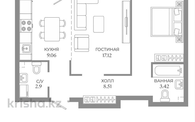 2-комнатная квартира · 55.29 м² · 2/9 этаж, Толе би 43 — ВЫБОР ЭТАЖА И ПЛАНИРОВКИ!!! БЕЗ КОМИССИИ за ~ 30.4 млн ₸ в Астане, Нура р-н — фото 3