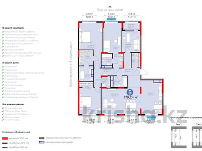 5-комнатная квартира · 179.24 м² · 3/14 этаж, Е 116 2 за 250 млн ₸ в Астане
