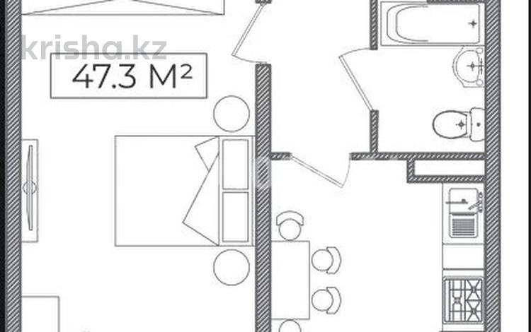 1-комнатная квартира, 48 м², 8/9 этаж, Пк кунаева 501/20 за 14.6 млн 〒 в Алматы, Турксибский р-н — фото 2