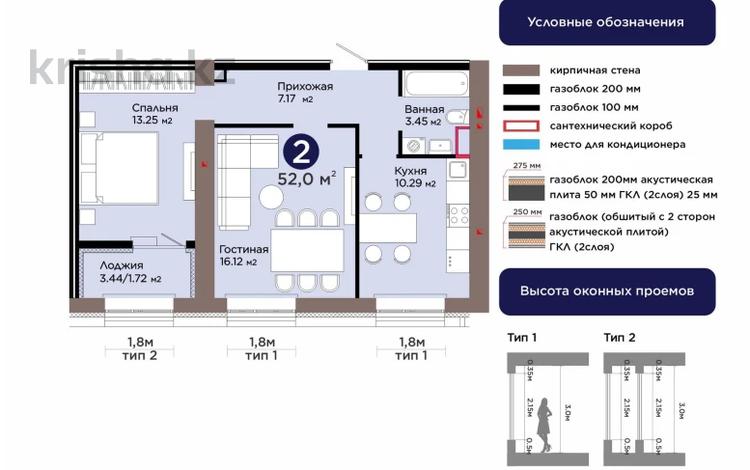 2-бөлмелі пәтер · 52 м² · 4/9 қабат, Е 909 23 — САМОЕ ВЫГОДНОЕ ПРЕДЛОЖЕНИЕ НА РЫНКЕ, бағасы: 33.5 млн ₸ в Астане, Нура р-н — фото 3