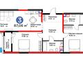 3-комнатная квартира · 87.06 м², мкр Тараз, Рыскулова 33/2 за ~ 52.6 млн ₸ в Шымкенте, Аль-Фарабийский р-н — фото 3