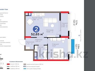 2-комнатная квартира, 52.65 м², 3/16 этаж, Бухар жырау 26 за ~ 42.9 млн 〒 в Астане