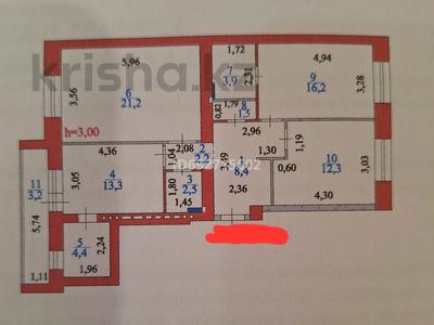 3-комнатная квартира, 89 м², 4/9 этаж, 22-4 за 58 млн 〒 в Астане, Нура р-н