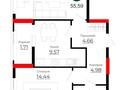 2-комнатная квартира · 55.35 м² · 18 этаж, Е 908 22 за ~ 30.9 млн ₸ в Астане — фото 2
