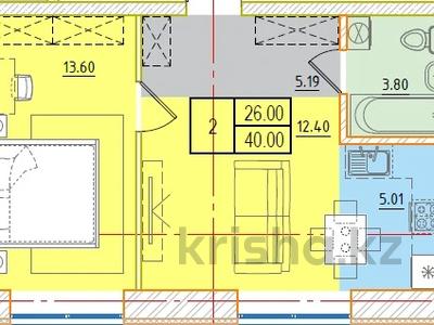 2-комнатная квартира · 40 м² · 3/6 этаж, мкрн Береке 49 за 14.4 млн 〒 в Костанае