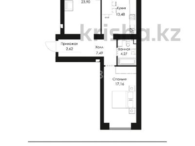 2-комнатная квартира · 70.42 м² · 7/9 этаж, Е 496 7 за 42 млн 〒 в Астане, Есильский р-н