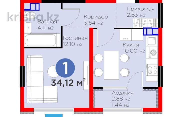 1-бөлмелі пәтер · 35 м² · 5/6 қабат, Кайрат микрорайон 716/16, бағасы: 25 млн ₸ в Алматы, Турксибский р-н — фото 2