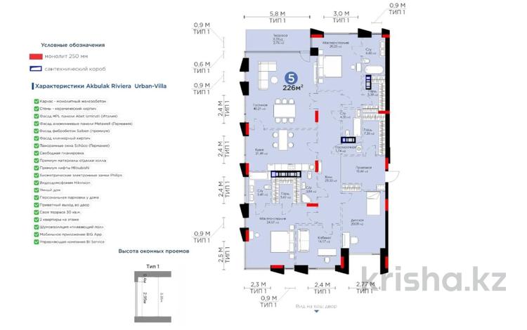5-комнатная квартира, 226 м², 2/3 этаж, Амман 21 — Urban Villa за 531.1 млн 〒 в Астане, Алматы р-н — фото 2