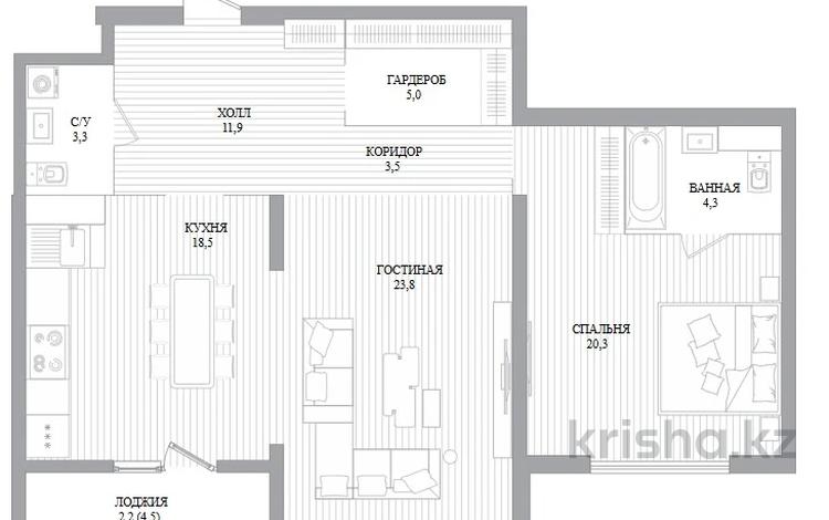 2-комнатная квартира · 92.4 м² · 5/9 этаж, Аль-Фараби 69 за 153 млн ₸ в Алматы, Бостандыкский р-н — фото 2