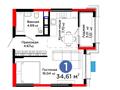 1-бөлмелі пәтер · 34.61 м², Калдаякова 30, бағасы: ~ 24.1 млн ₸ в Шымкенте, Туран р-н — фото 3