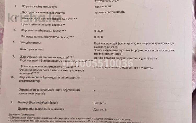 Жер телімі · 8 сотық, Учетный квартал 003 3562, бағасы: 5 млн ₸ в Сарыкемере — фото 2